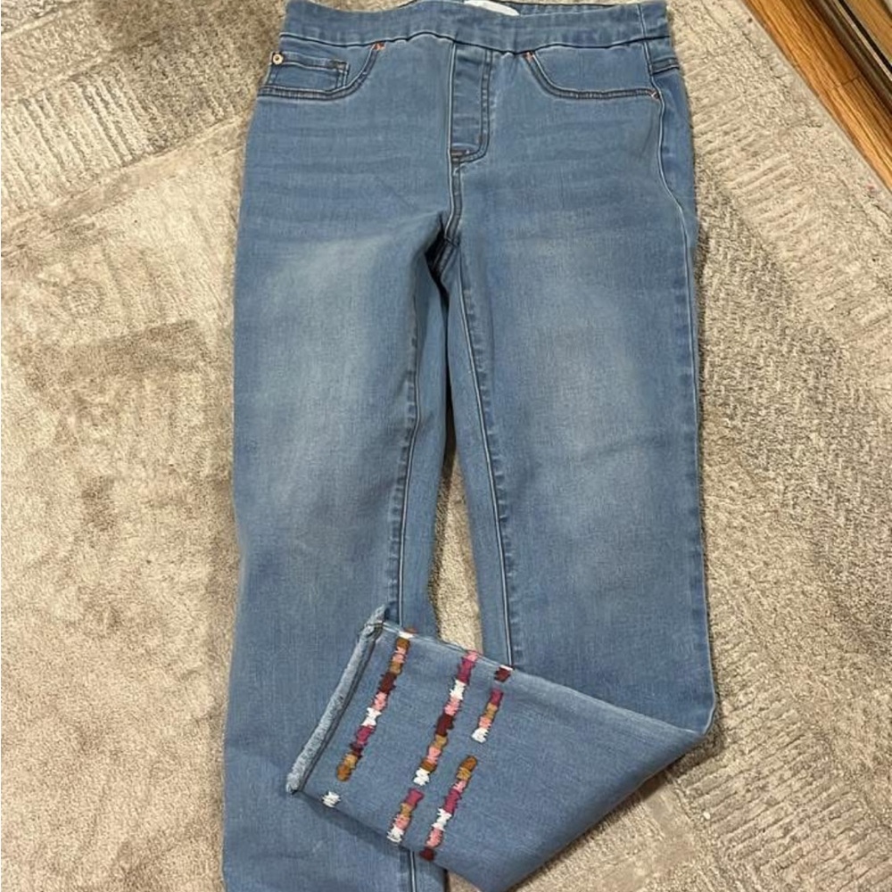 Tribal Light Blue Jeans with Colorful Embroidery